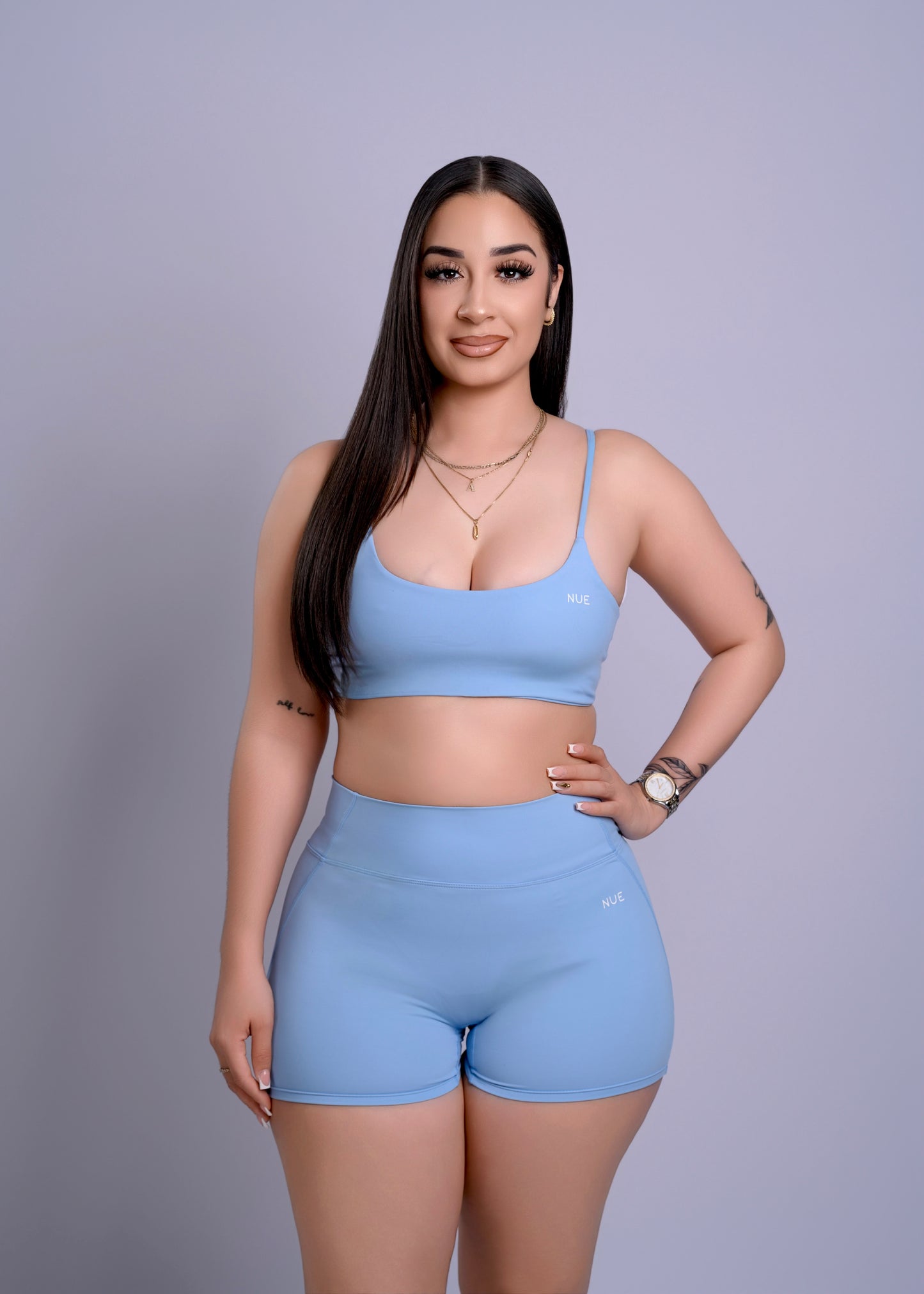 NUEbyKianaNelson Baby Blue Gym Shorts Set