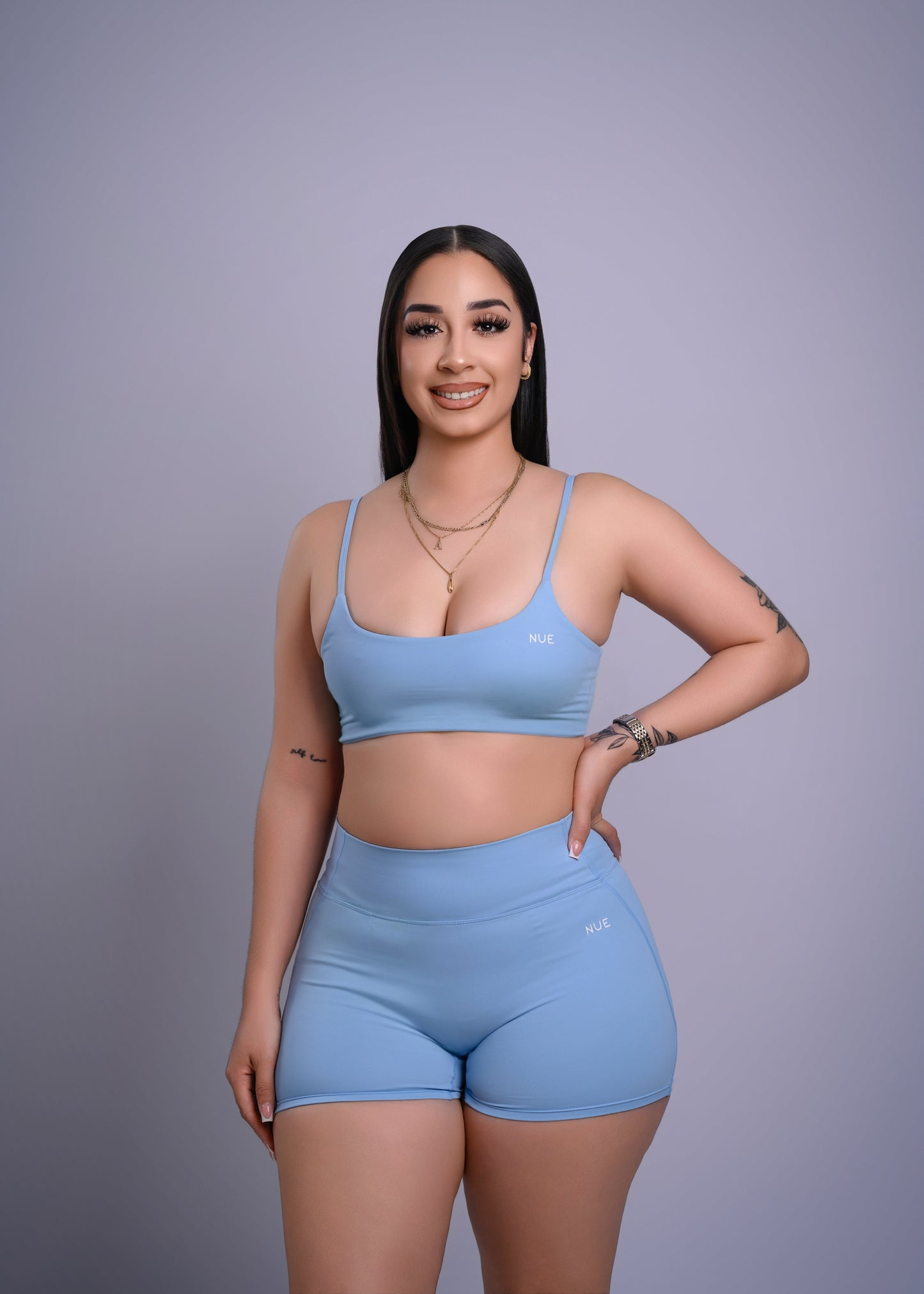 NUEbyKianaNelson Baby Blue Gym Shorts Set