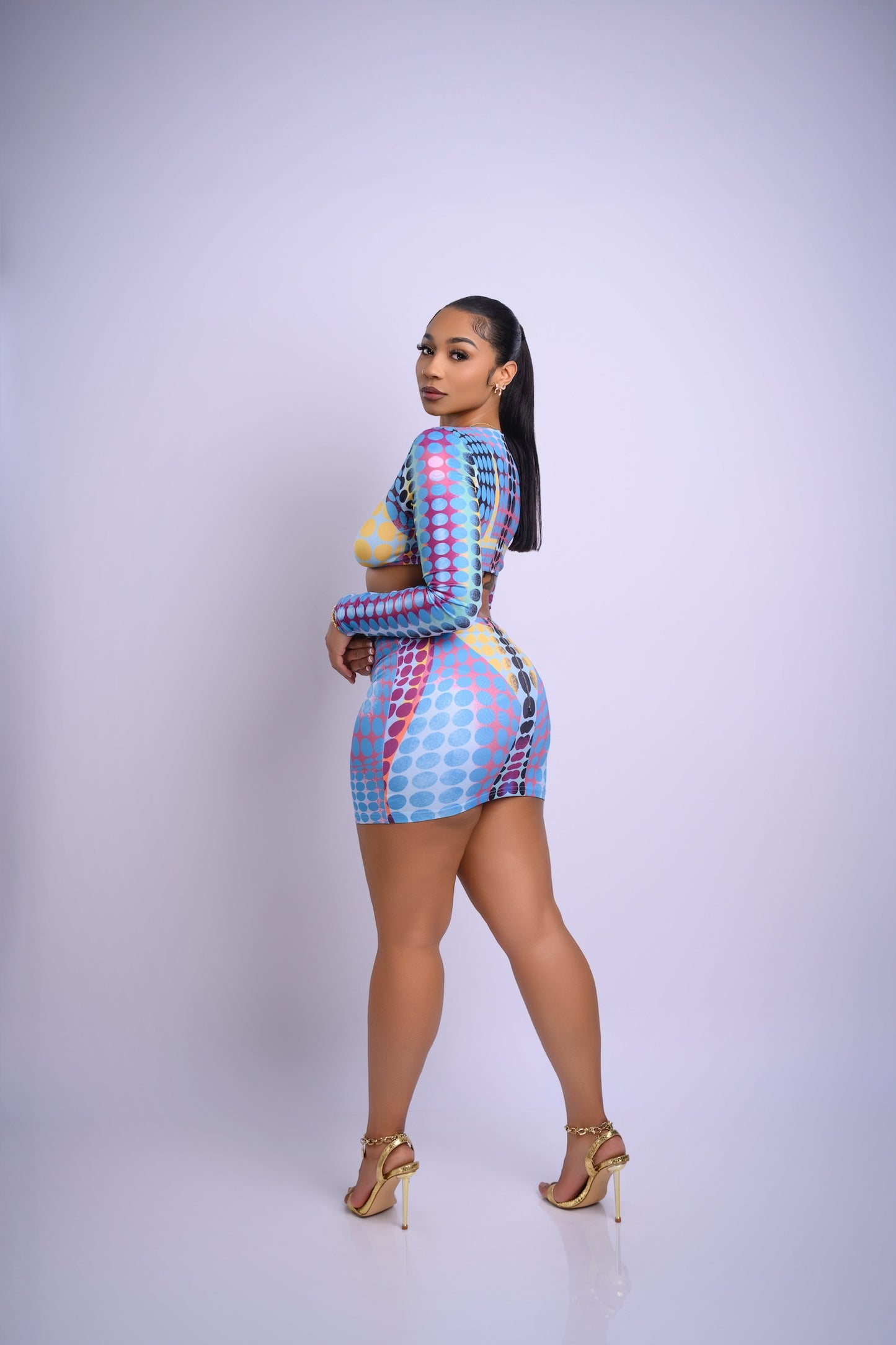 Blue illusion Skirt Set